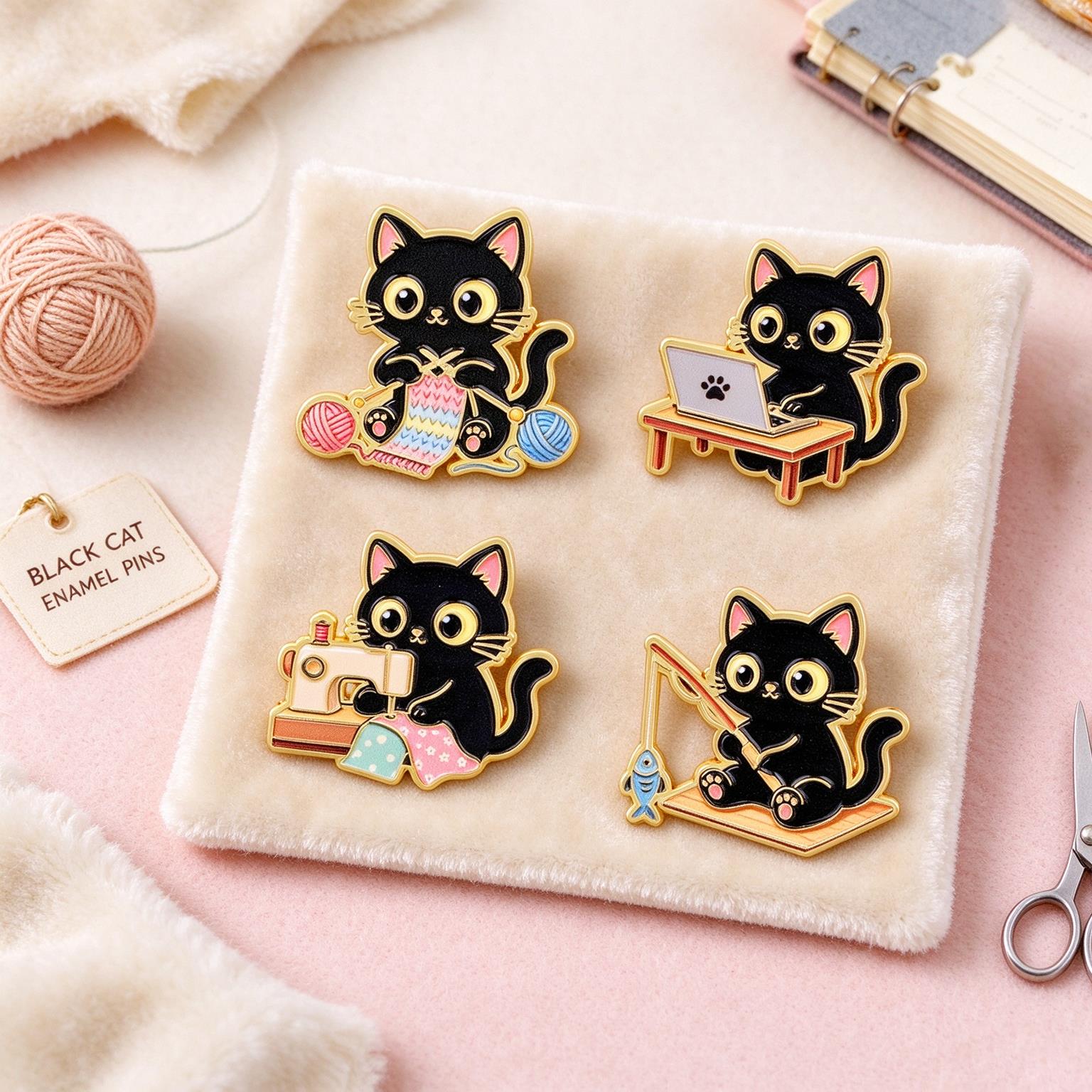 Kawaii Tech Accessories - Juego de 4 broches de esmalte
